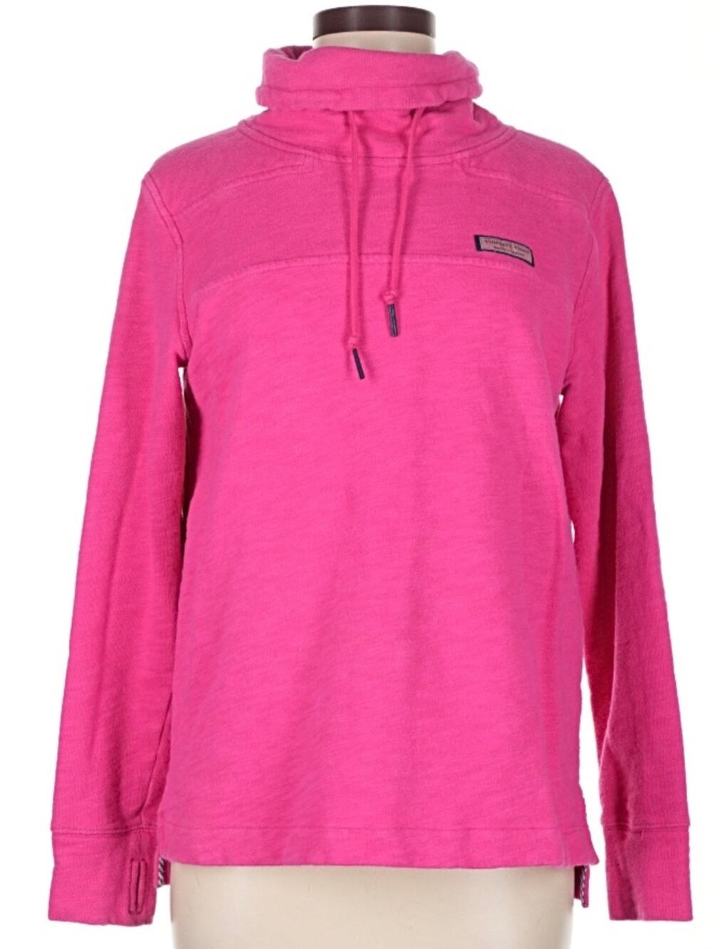 bright pink Vineyard Vines cowl neck pullover sweatshirt